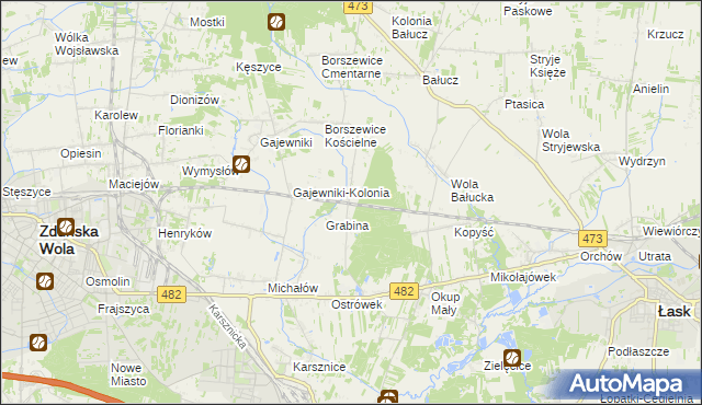 mapa Borszewice Kolejowe, Borszewice Kolejowe na mapie Targeo