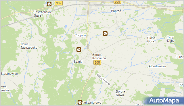 mapa Boruja Kościelna, Boruja Kościelna na mapie Targeo