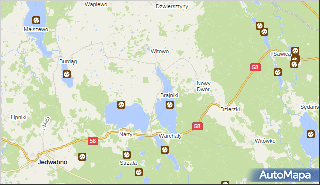 mapa Brajniki, Brajniki na mapie Targeo