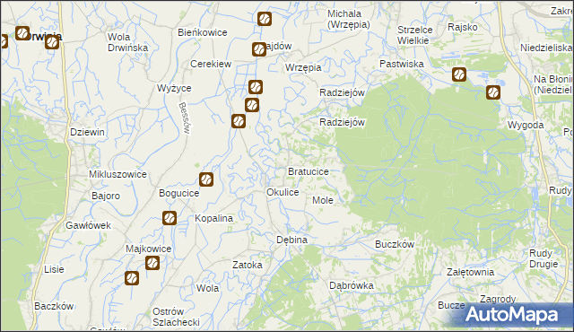 mapa Bratucice, Bratucice na mapie Targeo