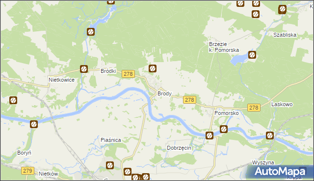 mapa Brody gmina Sulechów, Brody gmina Sulechów na mapie Targeo