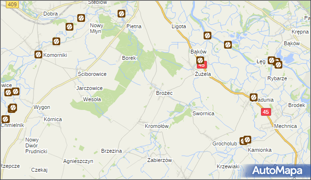 mapa Brożec gmina Walce, Brożec gmina Walce na mapie Targeo