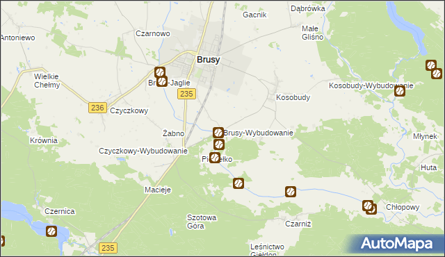 mapa Brusy-Wybudowanie, Brusy-Wybudowanie na mapie Targeo