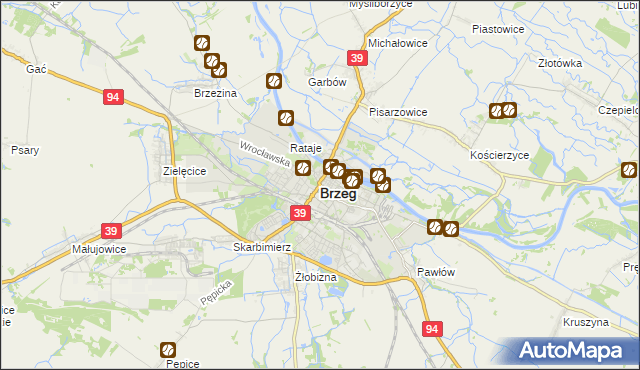 mapa Brzeg, Brzeg na mapie Targeo