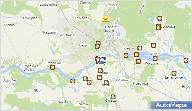 mapa Brzeg Dolny, Brzeg Dolny na mapie Targeo