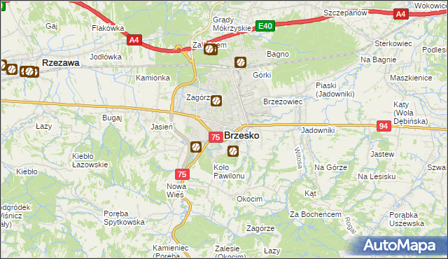 mapa Brzesko, Brzesko na mapie Targeo