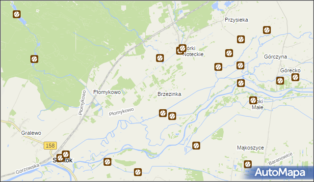 mapa Brzezinka gmina Zwierzyn, Brzezinka gmina Zwierzyn na mapie Targeo