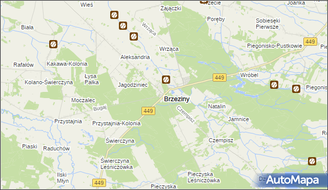 mapa Brzeziny powiat kaliski, Brzeziny powiat kaliski na mapie Targeo