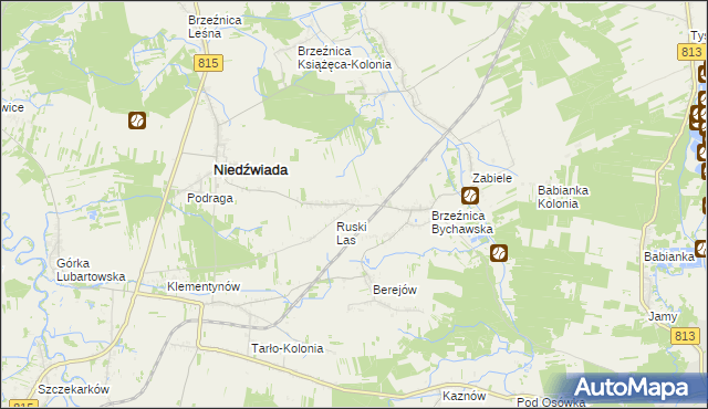 mapa Brzeźnica Bychawska-Kolonia, Brzeźnica Bychawska-Kolonia na mapie Targeo