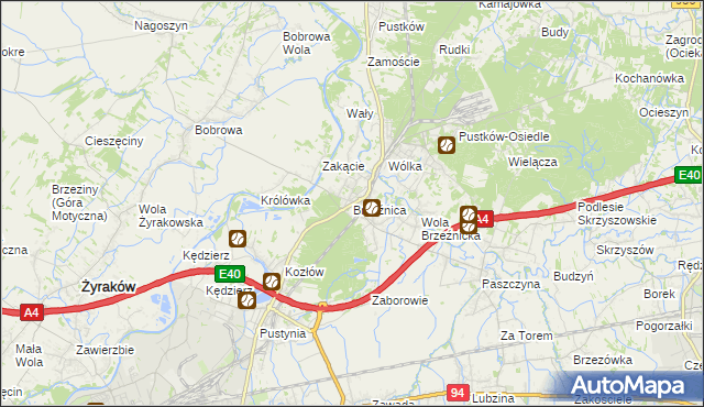 mapa Brzeźnica gmina Dębica, Brzeźnica gmina Dębica na mapie Targeo