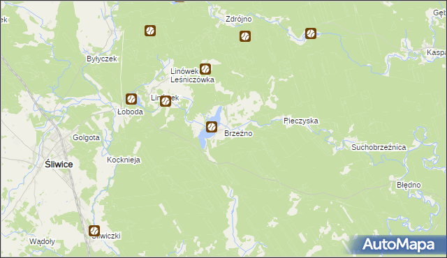 mapa Brzeźno gmina Śliwice, Brzeźno gmina Śliwice na mapie Targeo