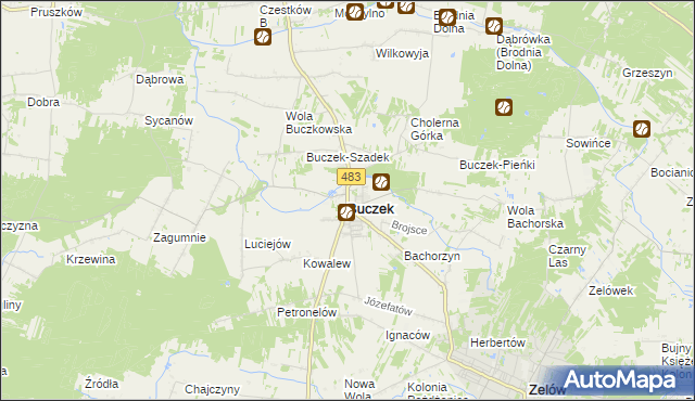 mapa Buczek powiat łaski, Buczek powiat łaski na mapie Targeo