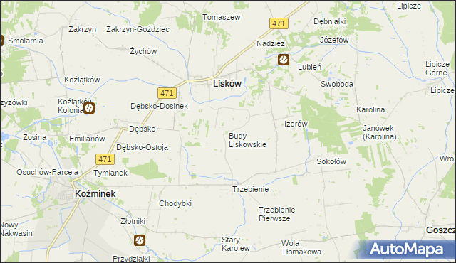 mapa Budy Liskowskie, Budy Liskowskie na mapie Targeo