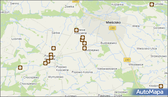 mapa Budziejewo, Budziejewo na mapie Targeo