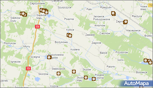 mapa Bugaj gmina Gnojno, Bugaj gmina Gnojno na mapie Targeo