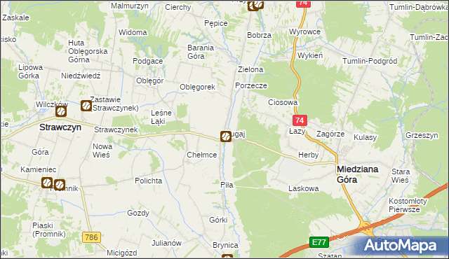 mapa Bugaj gmina Strawczyn, Bugaj gmina Strawczyn na mapie Targeo