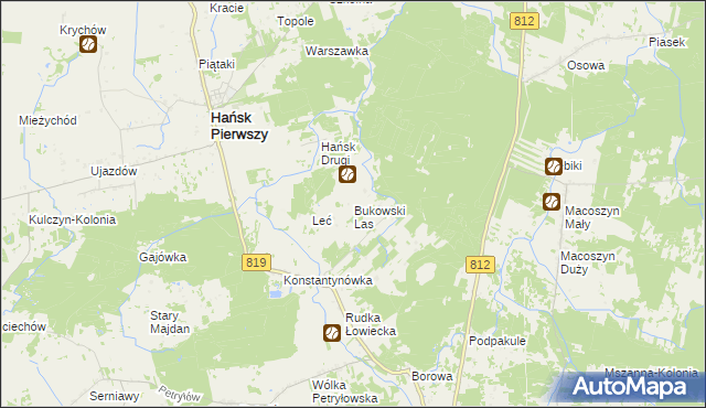 mapa Bukowski Las, Bukowski Las na mapie Targeo