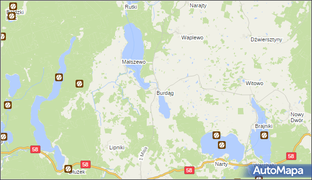 mapa Burdąg, Burdąg na mapie Targeo