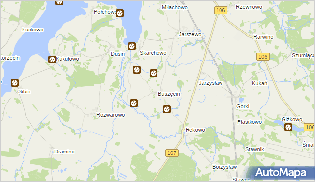 mapa Buszęcin, Buszęcin na mapie Targeo