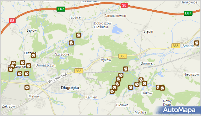 mapa Byków, Byków na mapie Targeo