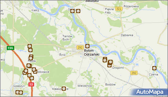 mapa Bytom Odrzański, Bytom Odrzański na mapie Targeo