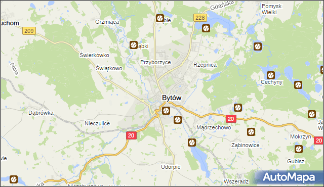 mapa Bytów, Bytów na mapie Targeo