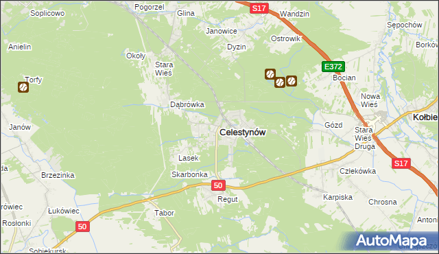 mapa Celestynów powiat otwocki, Celestynów powiat otwocki na mapie Targeo