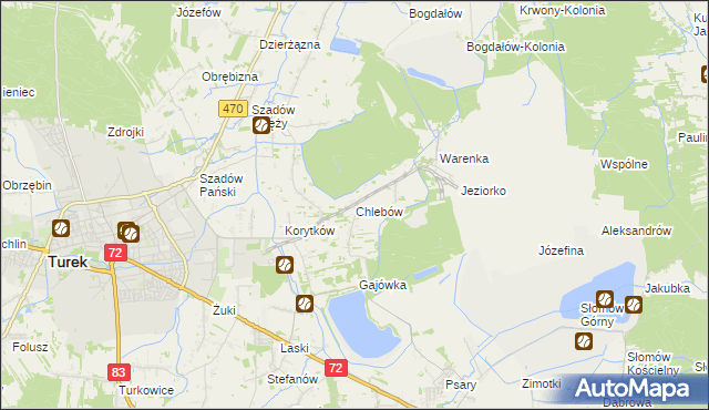 mapa Chlebów gmina Turek, Chlebów gmina Turek na mapie Targeo
