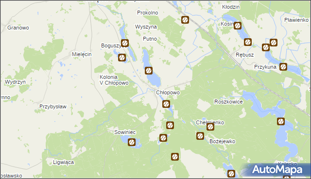 mapa Chłopowo gmina Krzęcin, Chłopowo gmina Krzęcin na mapie Targeo