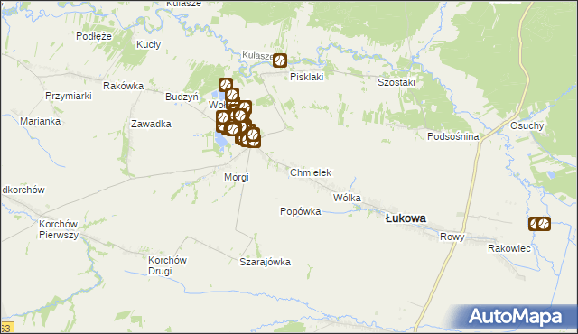 mapa Chmielek, Chmielek na mapie Targeo