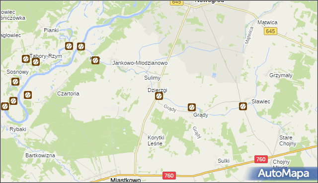 mapa Chmielewo gmina Nowogród, Chmielewo gmina Nowogród na mapie Targeo