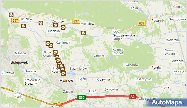 mapa Chobot gmina Halinów, Chobot gmina Halinów na mapie Targeo