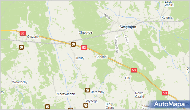 mapa Chochół gmina Świętajno, Chochół gmina Świętajno na mapie Targeo