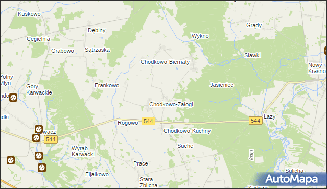 mapa Chodkowo Wielkie, Chodkowo Wielkie na mapie Targeo