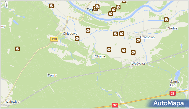 mapa Chojna gmina Krosno Odrzańskie, Chojna gmina Krosno Odrzańskie na mapie Targeo