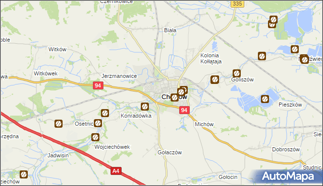 mapa Chojnów powiat legnicki, Chojnów powiat legnicki na mapie Targeo