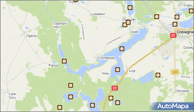 mapa Chomętowo gmina Dobiegniew, Chomętowo gmina Dobiegniew na mapie Targeo