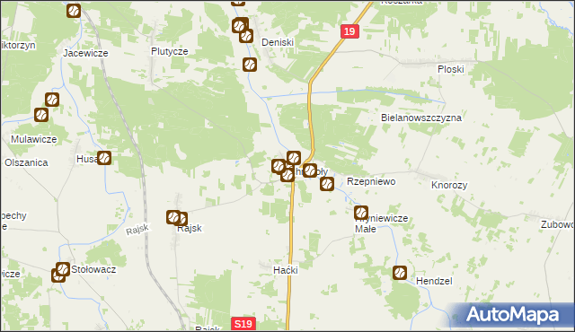 mapa Chraboły gmina Bielsk Podlaski, Chraboły gmina Bielsk Podlaski na mapie Targeo