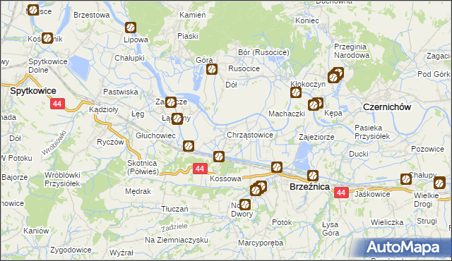 mapa Chrząstowice gmina Brzeźnica, Chrząstowice gmina Brzeźnica na mapie Targeo