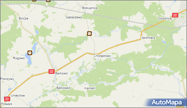 mapa Chrząstowo gmina Człuchów, Chrząstowo gmina Człuchów na mapie Targeo