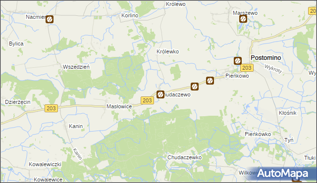 mapa Chudaczewo, Chudaczewo na mapie Targeo