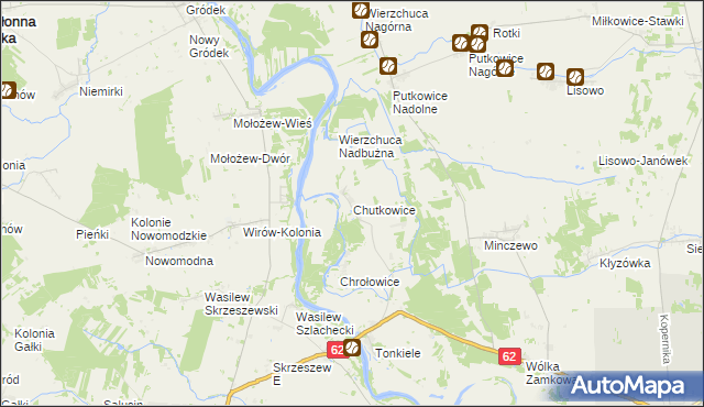 mapa Chutkowice, Chutkowice na mapie Targeo
