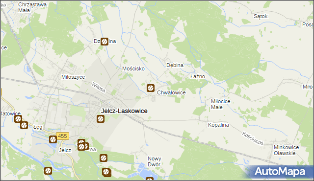 mapa Chwałowice gmina Jelcz-Laskowice, Chwałowice gmina Jelcz-Laskowice na mapie Targeo