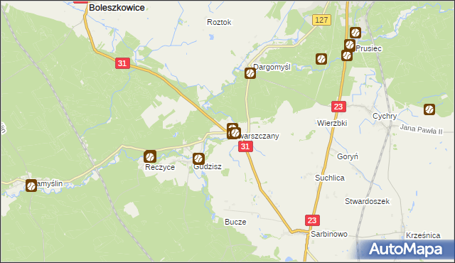 mapa Chwarszczany, Chwarszczany na mapie Targeo