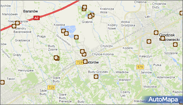 mapa Chylice-Kolonia, Chylice-Kolonia na mapie Targeo