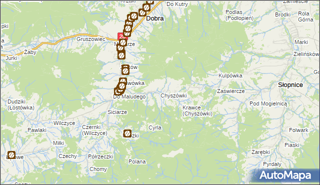 mapa Chyszówki, Chyszówki na mapie Targeo