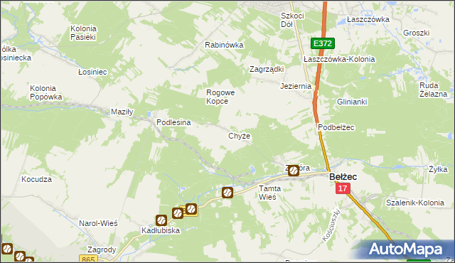 mapa Chyże gmina Bełżec, Chyże gmina Bełżec na mapie Targeo