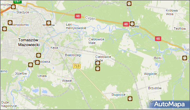 mapa Ciebłowice Duże, Ciebłowice Duże na mapie Targeo