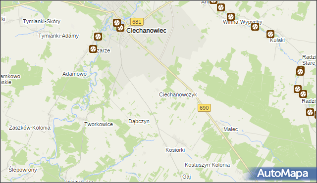 mapa Ciechanowczyk, Ciechanowczyk na mapie Targeo