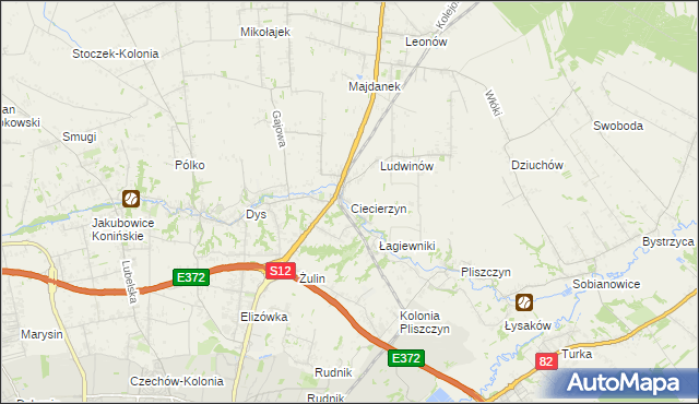 mapa Ciecierzyn gmina Niemce, Ciecierzyn gmina Niemce na mapie Targeo